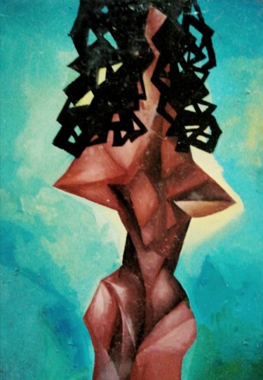 Peinture intitulée "Nude. Black lady. B…" par Nadezda Baruns, Œuvre d'art originale, Huile