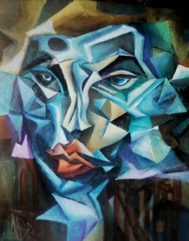 Malerei mit dem Titel "Introver. Existenti…" von Nadezda Baruns, Original-Kunstwerk, Öl