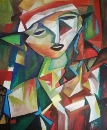Painting titled "Portrait in the sty…" by Nadezda Baruns, Original Artwork, Acrylic