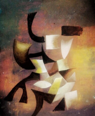 Painting titled "Coffee. 1. Abstract…" by Nadezda Baruns, Original Artwork, Oil