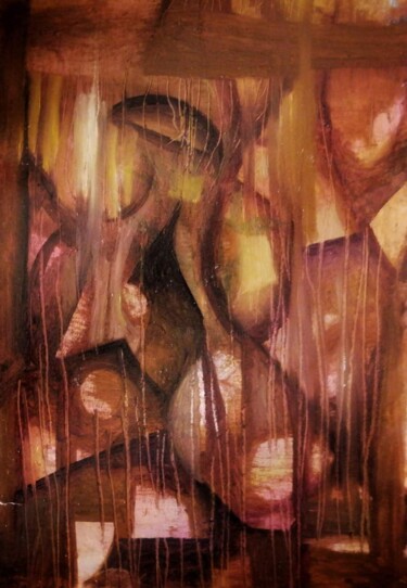 Картина под названием "Coffee.3. Abstracti…" - Nadezda Baruns, Подлинное произведение искусства, Масло