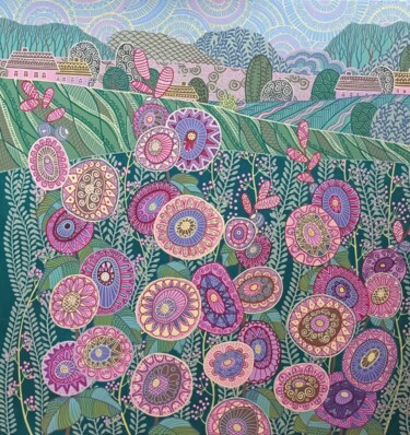 Pittura intitolato "Lavatera flower" da Nadezda Danilova, Opera d'arte originale, Acrilico