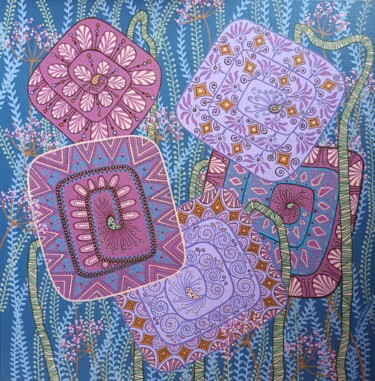 Malerei mit dem Titel "Poppy flower" von Nadezda Danilova, Original-Kunstwerk, Acryl