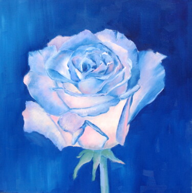 Malerei mit dem Titel "Blue rose" von Nadezda Krivohizina, Original-Kunstwerk, Öl Auf Keilrahmen aus Holz montiert
