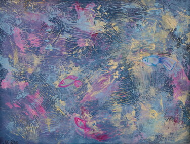 Painting titled "Underwater world" by Nadezda Krivohizina, Original Artwork, Acrylic