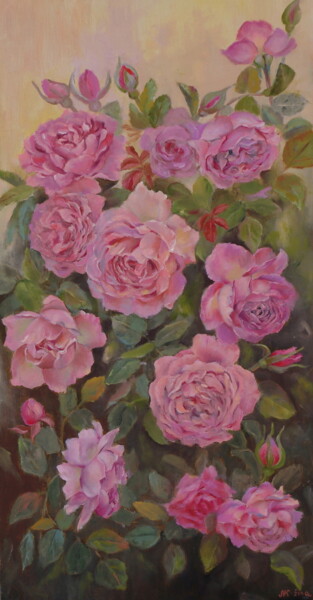 Pittura intitolato "Rose bush" da Nadezda Krivohizina, Opera d'arte originale, Olio