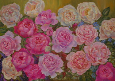 绘画 标题为“David Austina roses” 由Nadezda Krivohizina, 原创艺术品, 油 安装在木质担架架上