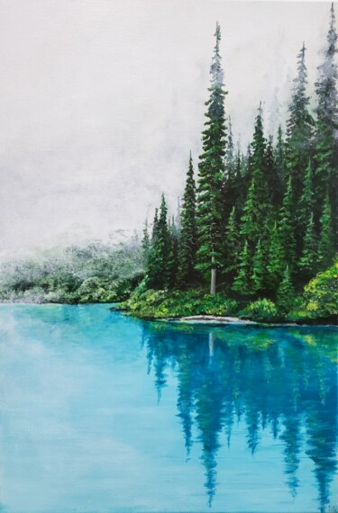 Картина под названием "Лес в тумане" - Надежда Никоненко, Подлинное произведение искусства, Акрил