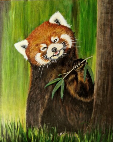 Painting titled "Красная панда" by Nadezhda Nikonenko, Original Artwork, Acrylic