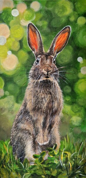 Картина под названием "Любопытный кролик" - Надежда Никоненко, Подлинное произведение искусства, Акрил