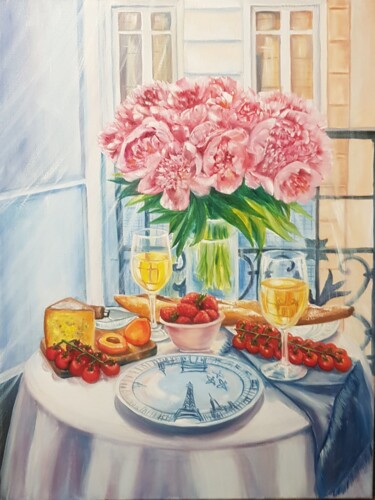 Ζωγραφική με τίτλο ""French breakfast"" από Nadezhda Brinke, Αυθεντικά έργα τέχνης, Λάδι