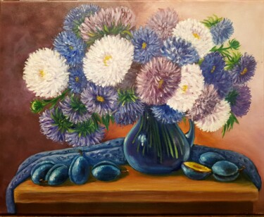 Malerei mit dem Titel ""Autumn flowers "" von Nadezhda Brinke, Original-Kunstwerk, Öl