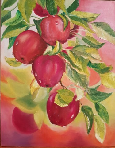 「" Red apples"」というタイトルの絵画 Nadezhda Brinkeによって, オリジナルのアートワーク, オイル