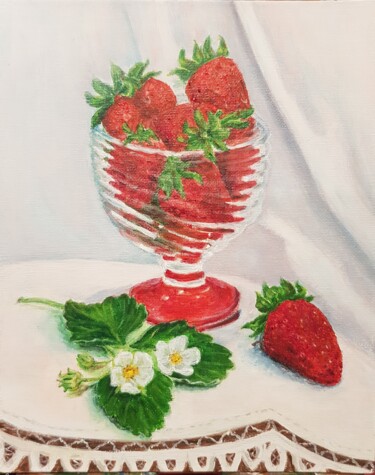 Peinture intitulée ""Strawberry"" par Nadezhda Brinke, Œuvre d'art originale, Huile