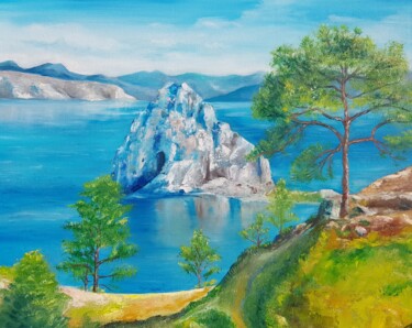 Painting titled ""lake baikal"" by Nadezhda Brinke, Original Artwork, Oil