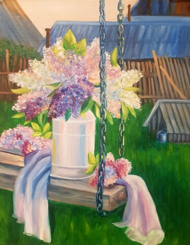 Painting titled ""Вечер"" by Nadezhda Brinke, Original Artwork, Oil