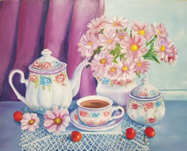 Картина под названием "Чаепитие -2" - Nadezhda Brinke, Подлинное произведение искусства, Масло