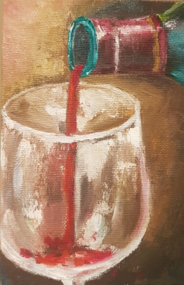 Painting titled "Бокал вина" by Nadezhda Brinke, Original Artwork, Oil