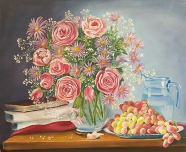 Painting titled "С виноградом" by Nadezhda Brinke, Original Artwork, Oil