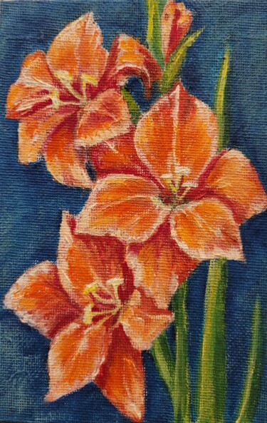 Pittura intitolato "Gladiolus" da Nadezhda Brinke, Opera d'arte originale, Olio