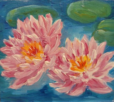 Peinture intitulée "Pink lotus" par Nadezhda Brinke, Œuvre d'art originale, Huile