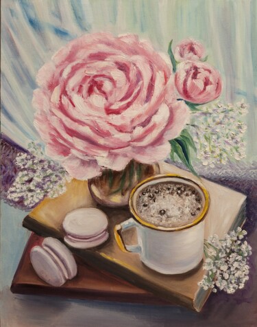 Painting titled "Утренний кофе" by Nadezhda Brinke, Original Artwork, Oil
