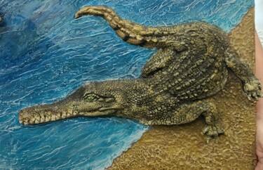Painting titled "Крокодил-1" by Nadezhda Brinke, Original Artwork, Acrylic