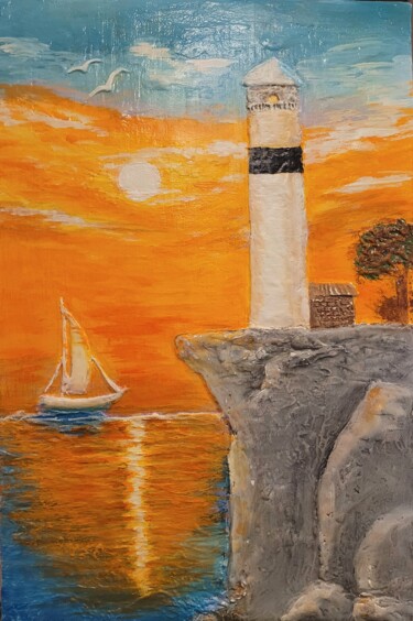 Painting titled ""Lighthouse"" by Nadezhda Brinke, Original Artwork, Acrylic