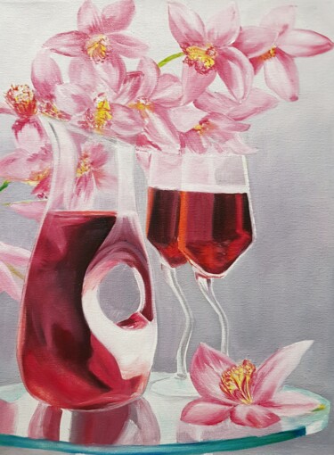 Картина под названием "Orchid" - Nadezhda Brinke, Подлинное произведение искусства, Масло