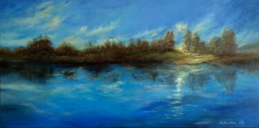 Картина под названием "Рассвет на берегу" - Nadezhda Gellmundova, Подлинное произведение искусства, Масло Установлен на Дере…