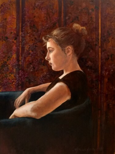 Painting titled "At rest" by Nadezhda Gellmundova, Original Artwork, Oil Mounted on Other rigid panel