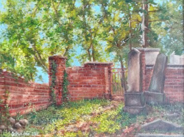Pintura intitulada "Jewish cemetery" por Nadezhda Gellmundova, Obras de arte originais, Óleo Montado em Outro painel rígido