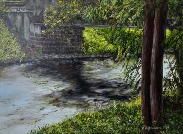 Peinture intitulée "Bridge over Běla, B…" par Nadezhda Gellmundova, Œuvre d'art originale, Huile Monté sur Autre panneau rig…