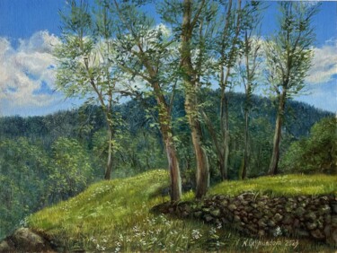 Pintura titulada "Bořeň garden after…" por Nadezhda Gellmundova, Obra de arte original, Oleo Montado en Otro panel rígido