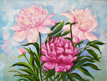 Картина под названием ""Bouquet of peonies…" - Nadezhda Kokorina, Подлинное произведение искусства, Масло
