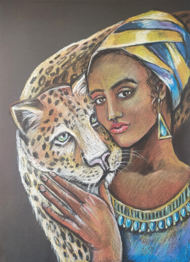 ""African woman and…" başlıklı Resim Nadezhda Kokorina tarafından, Orijinal sanat, Pastel