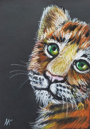 Dibujo titulada ""Portrait of a tige…" por Nadezhda Kokorina, Obra de arte original, Pastel