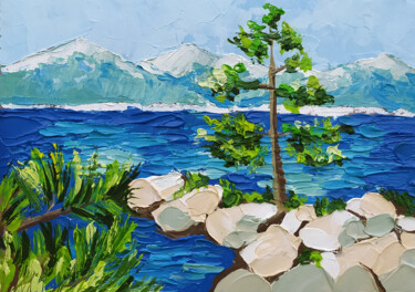 Malarstwo zatytułowany „Landscape "Lake Tah…” autorstwa Nadezhda Kokorina, Oryginalna praca, Olej