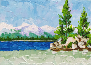 Painting titled ""Lake Tahoe" Landsc…" by Nadezhda Kokorina, Original Artwork, Oil