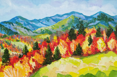 Pittura intitolato "Landscape Autumn Oi…" da Nadezhda Kokorina, Opera d'arte originale, Olio