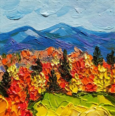 Schilderij getiteld "Landscape "Bright A…" door Nadezhda Kokorina, Origineel Kunstwerk, Olie