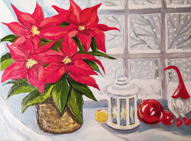 Картина под названием "Painting Flowers of…" - Nadezhda Kokorina, Подлинное произведение искусства, Масло
