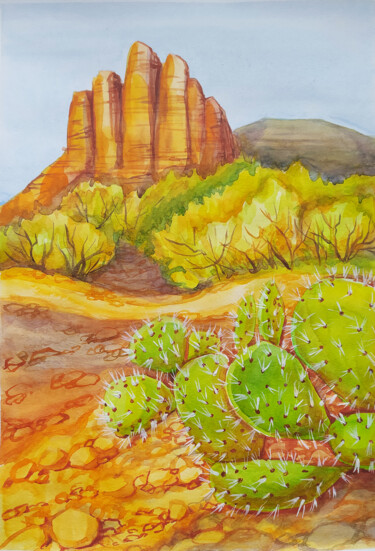 Pintura titulada ""Arizona landscape.…" por Nadezhda Kokorina, Obra de arte original, Acuarela