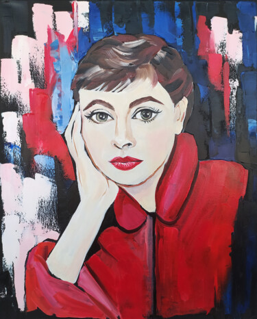 Painting titled ""Portrait of Audrey…" by Nadezhda Kokorina, Original Artwork, Oil