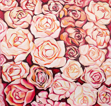 Peinture intitulée "Summer Roses Oil Pa…" par Nadezhda Kokorina, Œuvre d'art originale, Huile