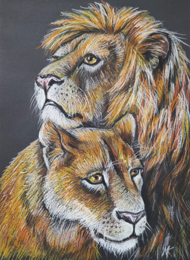 Dessin intitulée "Portrait of a pair…" par Nadezhda Kokorina, Œuvre d'art originale, Pastel