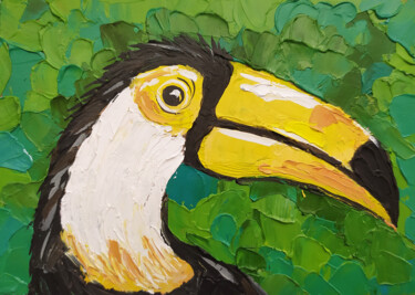 Malerei mit dem Titel "Toucan in the jungl…" von Nadezhda Kokorina, Original-Kunstwerk, Öl