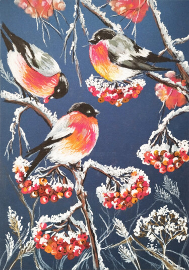 图画 标题为“Painting Winter Bir…” 由Nadezhda Kokorina, 原创艺术品, 粉彩