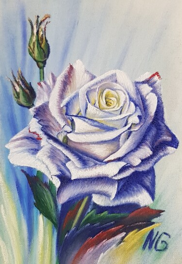 Painting titled "Rose" by Nadezhda Potekhina, Original Artwork, Oil