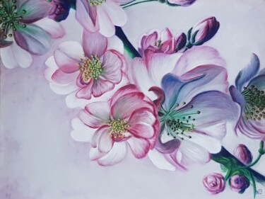 Картина под названием "Яблони цвет" - Надежда Потехина, Подлинное произведение искусства, Масло